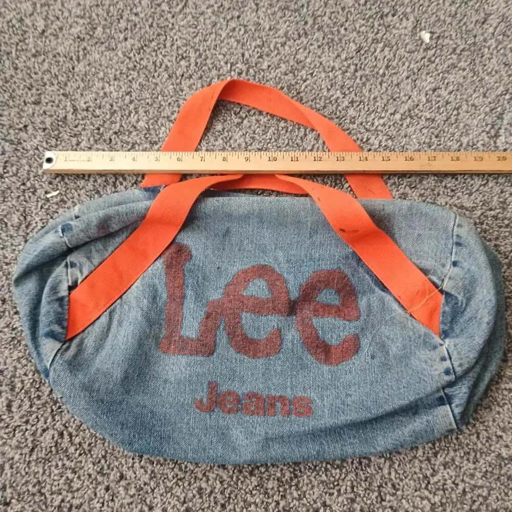 Lee Jeans Leggett Vintage 70s 80s Faded Denim Small Gym Duffle Bag Distressed